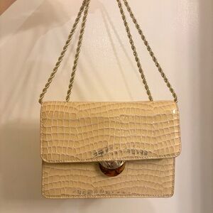 Loeffler Randall Amenia Mini Croc Purse Cream Ecru